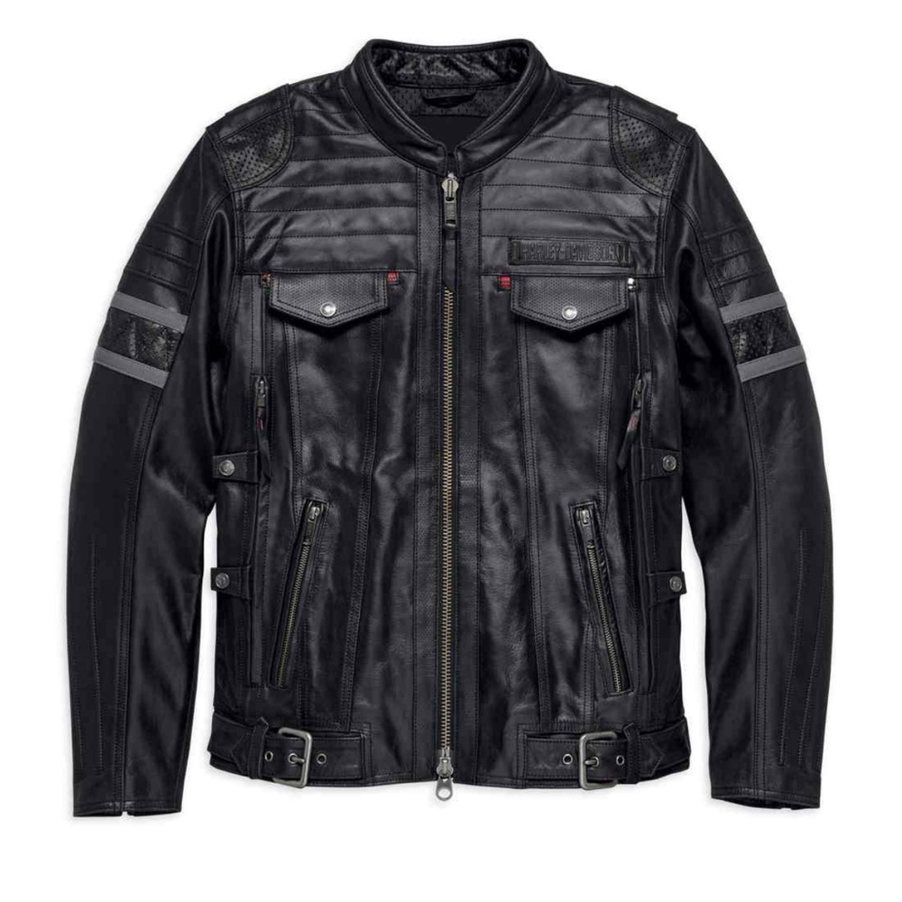 Men’s Harley Davidson Triple Vent System Wick Twister Leather Jacket - Large